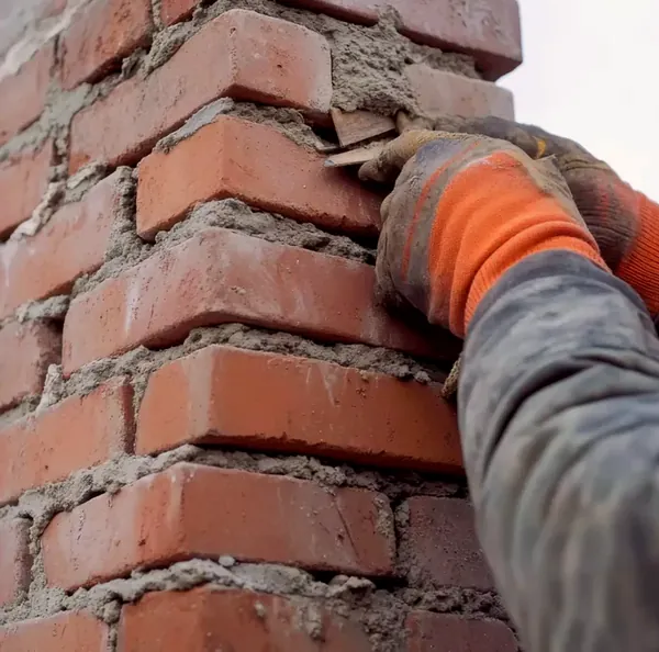 Tuckpointing a brick chimney in Santa Clara